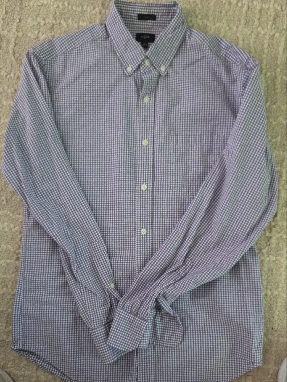J. Crew Purple and White Gingham Button-Down Shirt, M/Slim